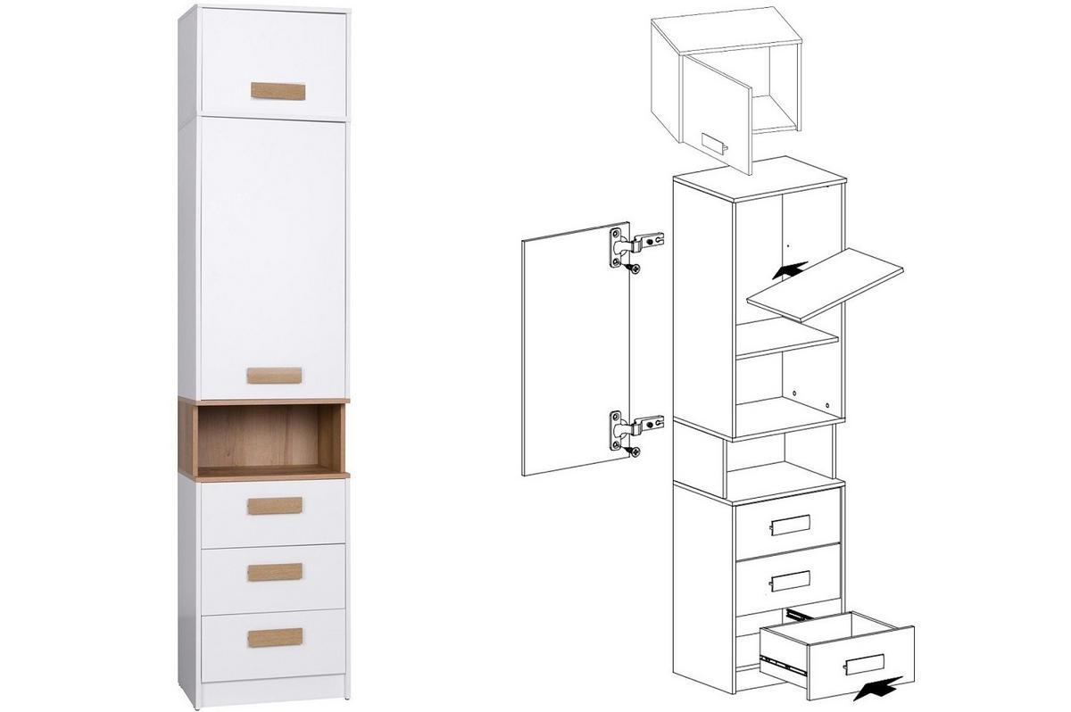 STANDREGAL BÜCHERREGAL G6+G14/B WEIß 52/235/40 - Weiß, Holzwerkstoff (52/235/40cm) - Marmex Möbel