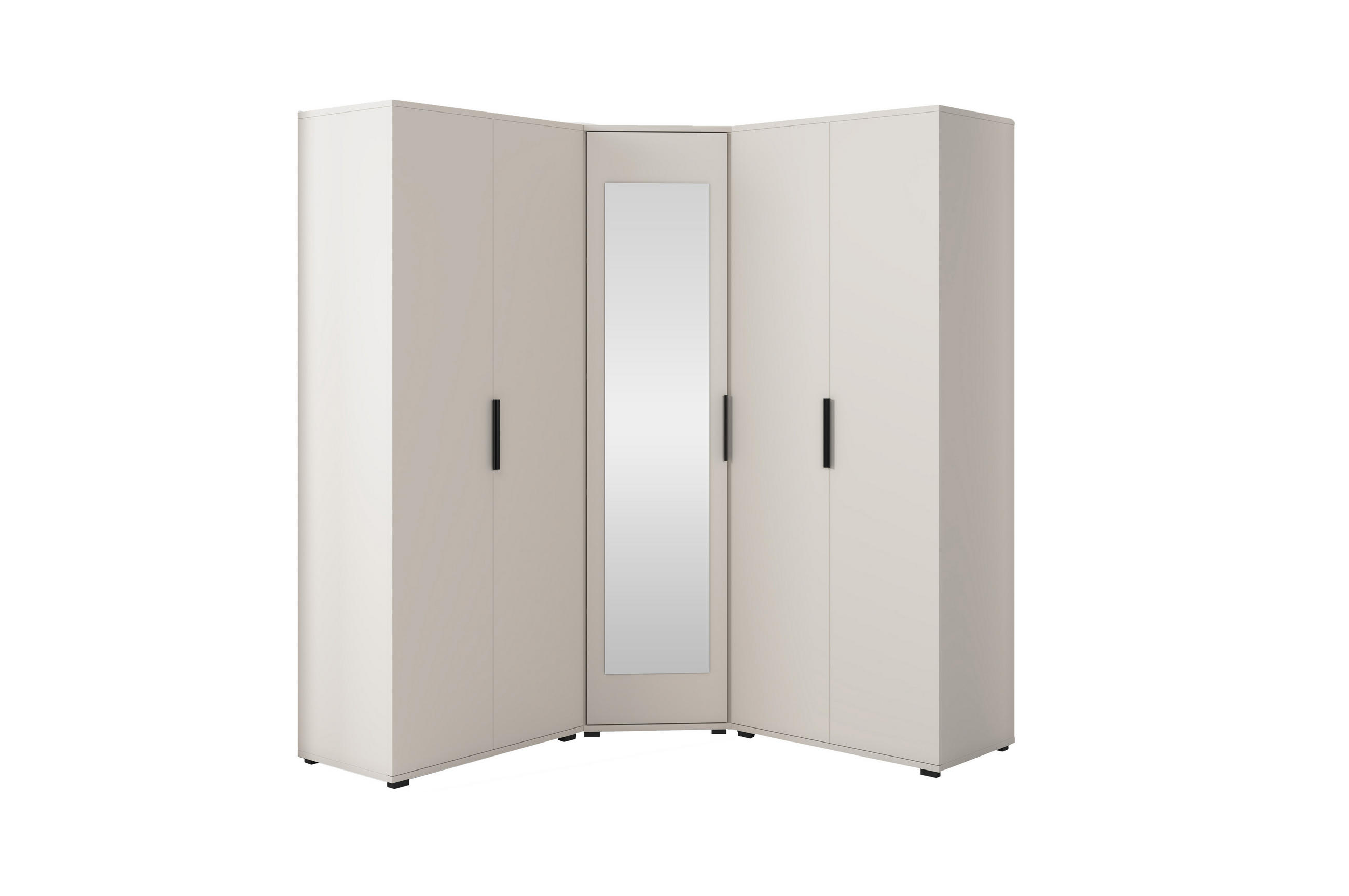 GARDEROBE Napoli Version 9, Kleiderschrank mit Spiegel - Beige, Holzwerkstoff (140/185/140cm) - Jerpax