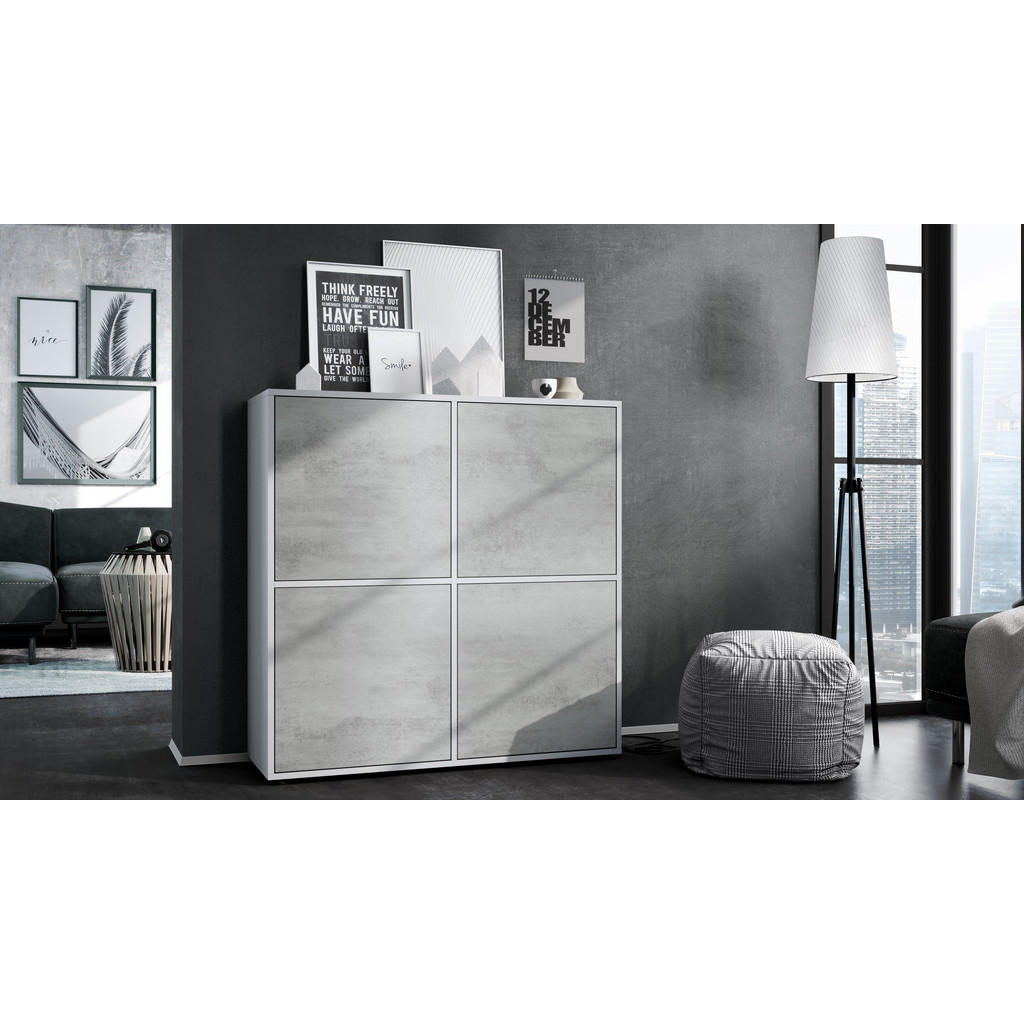 Thumbnail - Vladon Highboard, Hellgrau, Holzwerkstoff, 104x105.5x35.5 cm, Wohnzimmer, Kommoden & Sideboards, Highboards