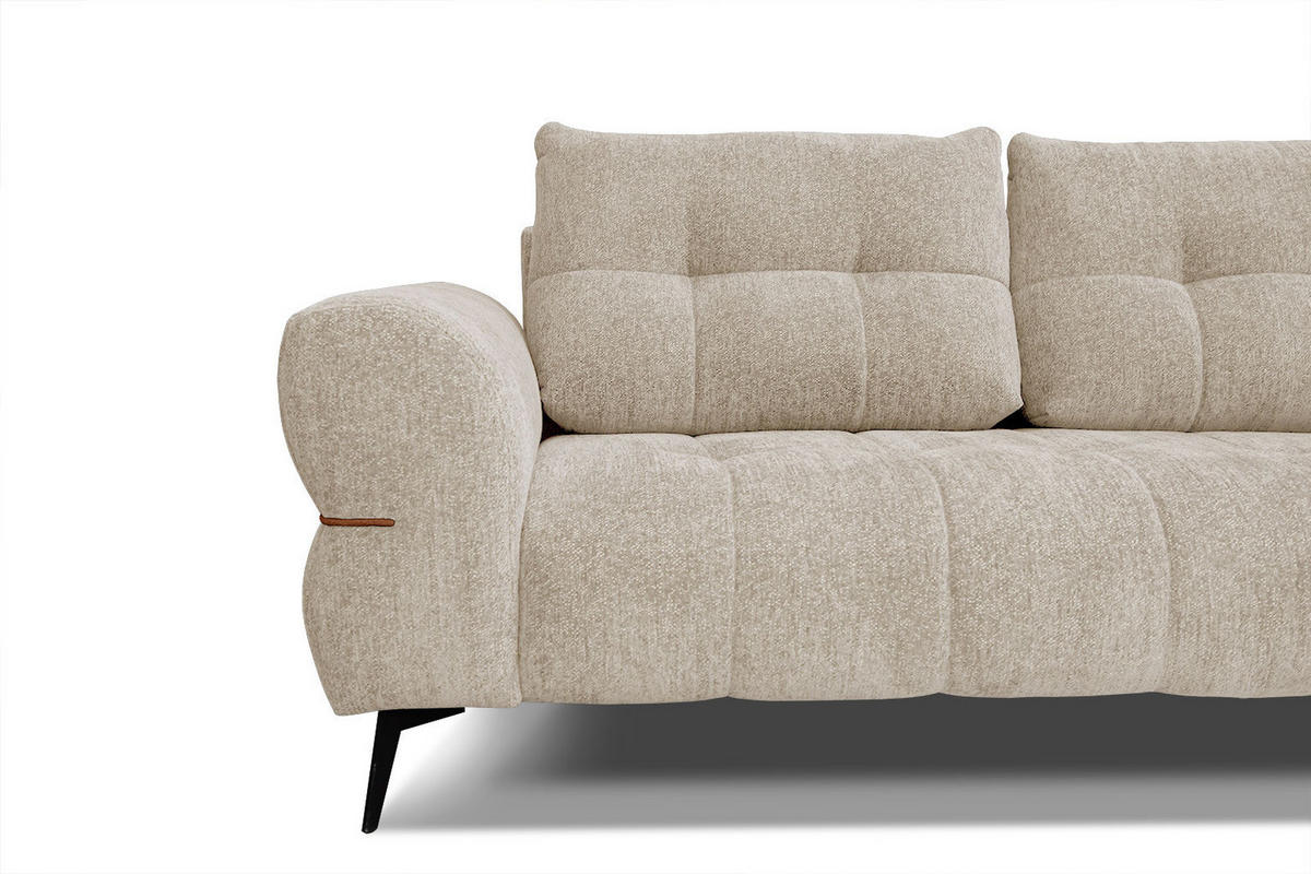SOFA SALVINI 3-Sitzer, ecru - Ecru/Schwarz, Holzwerkstoff/Textil (176/88/99cm) - Courtois Laville