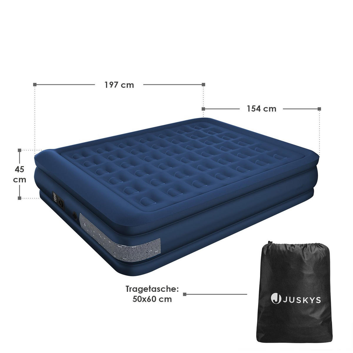 LUFTBETT Sapri L blau inkl. Tragetasche - Blau, Kunststoff (154/197cm) - Juskys