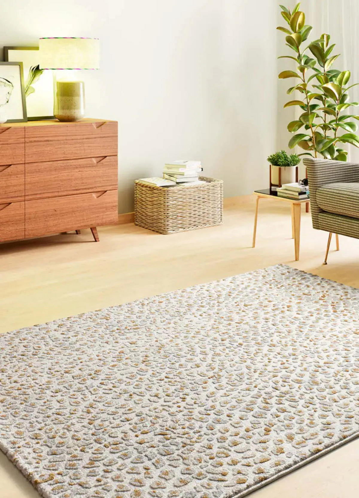 KURZFLORTEPPICH Grau / Creme Amara 160/230 cm - Hellgrau/Creme, Naturmaterialien/Textil (160/230cm) - Atticgo