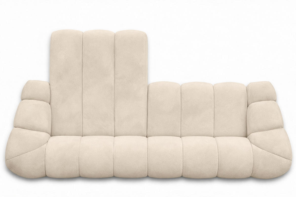 ECKSOFA Modulare L-Form, Veloursstoff Bluvel, Creme, Links, CROISSANT L - Creme, Holz (305/190cm) - Kaiser Möbel