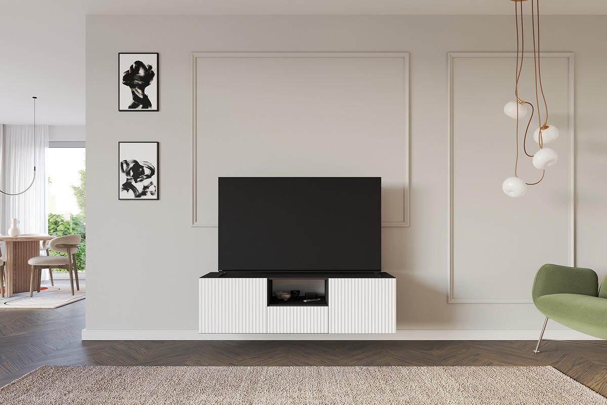 LOWBOARD NOA-2-W 140x40x41 cm - Schwarz / Weiß - Weiß, Holzwerkstoff (140/40/41cm) - ALTDECOR