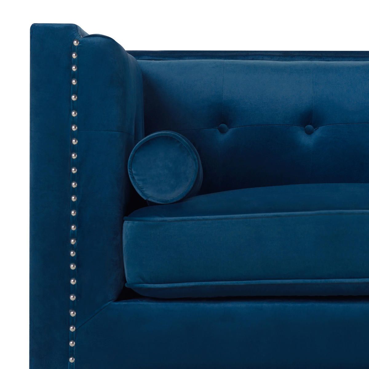 3-SITZER-SOFA Samtstoff Marineblau Avaldsenes - Hellblau, Textil (211/74/82cm) - Beliani
