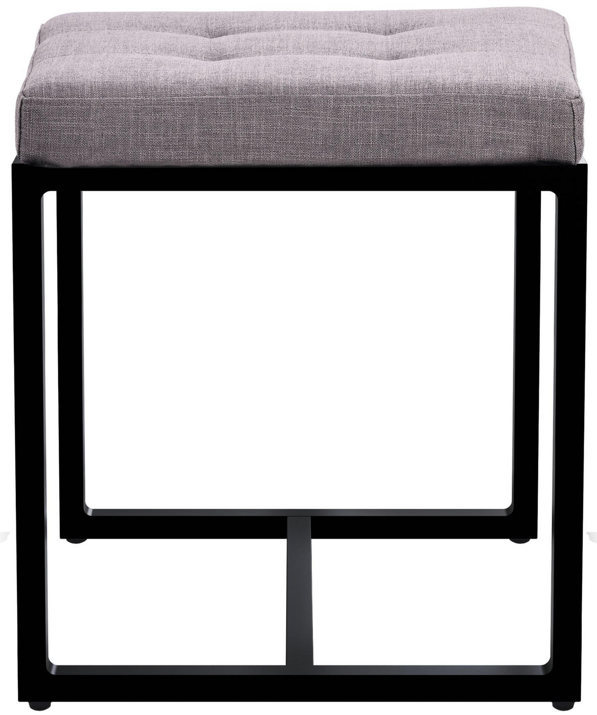 SITZWÜRFEL eckig 40/40/48 cm Stoff grau - Schwarz/Grau, Textil/Metall (40/48/40cm) - CLP