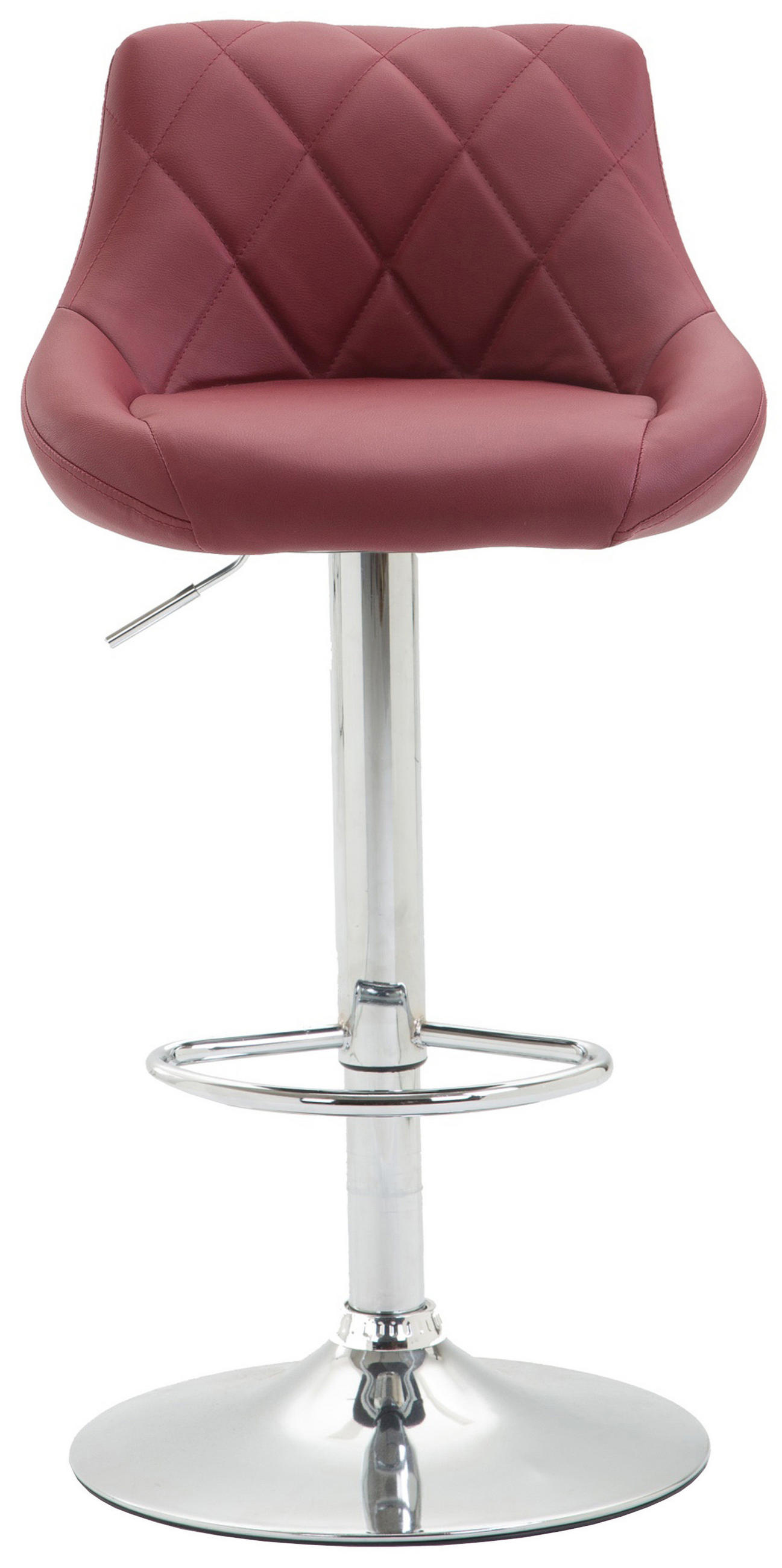 BARHOCKER Lazius, Gestell Metall in Chromoptik, Kunstleder Bordeauxrot - Chromfarben/Bordeaux, Kunststoff/Textil (46/100/49cm) - TPFLiving