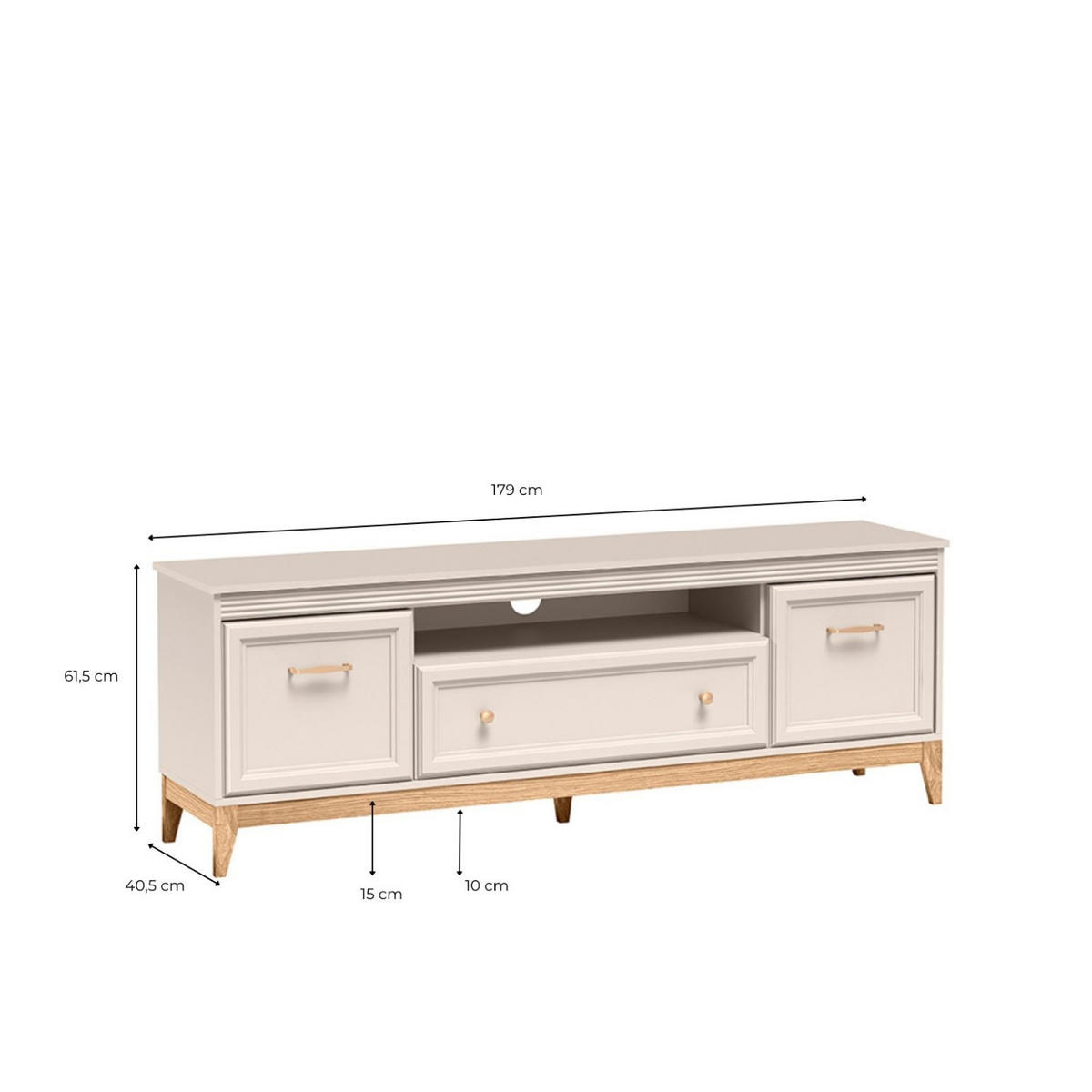 TV-LOWBOARD Windsor W-9 179 x 61,5 x 40,5 cm Kaschmir - Kaschmir/Eichefarben, Eichenholz/Holzwerkstoff (179/61.5/40.5cm) - Koseto