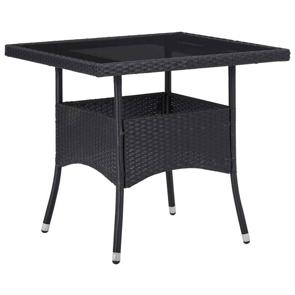 LOUNGEGARNITUR mit Kissen und Bistrotisch, aus Poly Rattan und Glas, in Schwarz, 3-teiliges Set - Schwarz, Kunststoff - vidaXL
