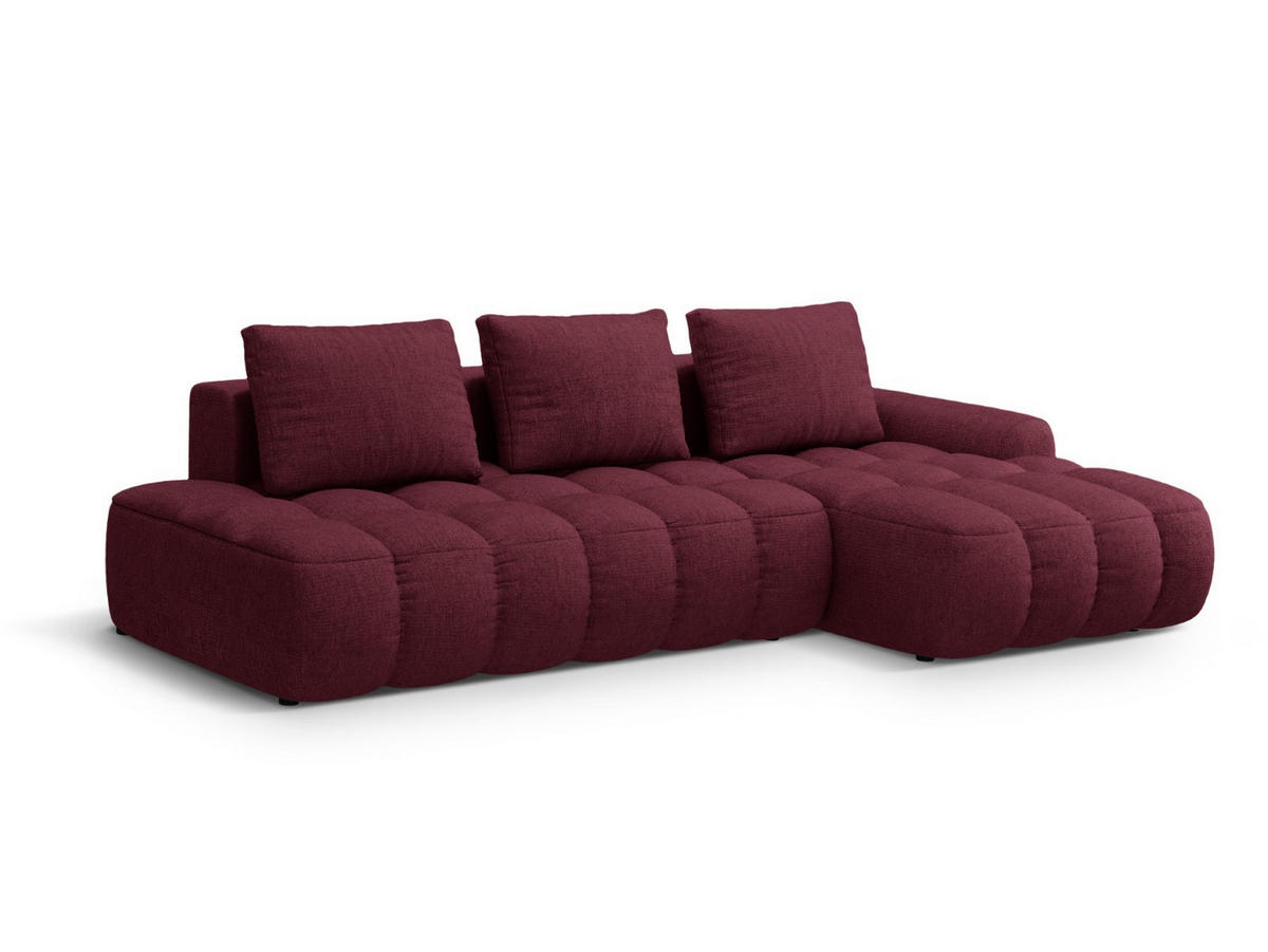 AUSKLAPPBARES-ECKSOFA rechts mit Container Linz aus strukturiertem Stoff burgundfarben 3 Sitzplätze - Bordeaux, Textil (142/275cm) - Cosmopolitan Design