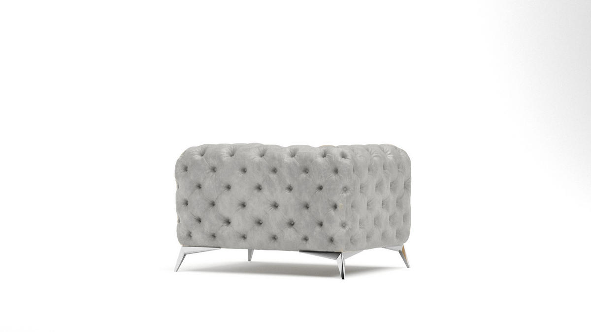 CHESTERFIELD-SESSEL Quantum Grau Samt - Silberfarben/Grau, Holz/Textil (125/75/100cm) - S-Style Möbel
