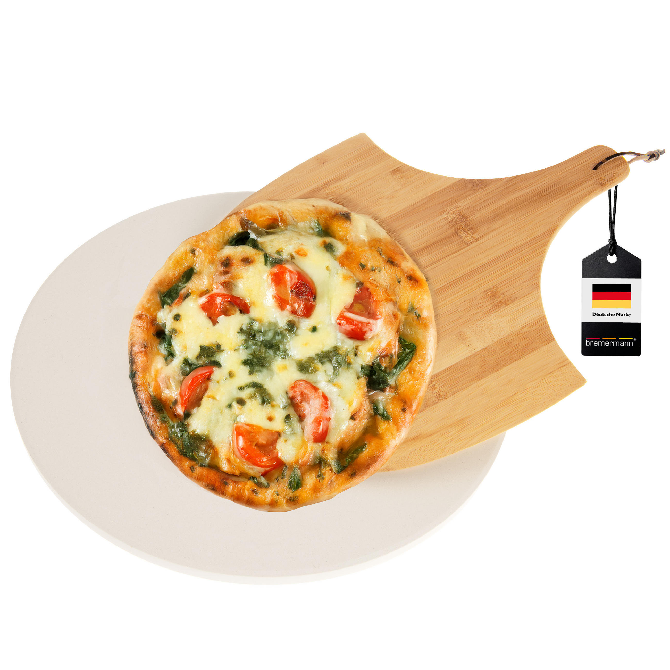 PIZZASTEIN 2er-Set, beige - Naturfarben, Naturmaterialien (30/1/37.5cm) - bremermann