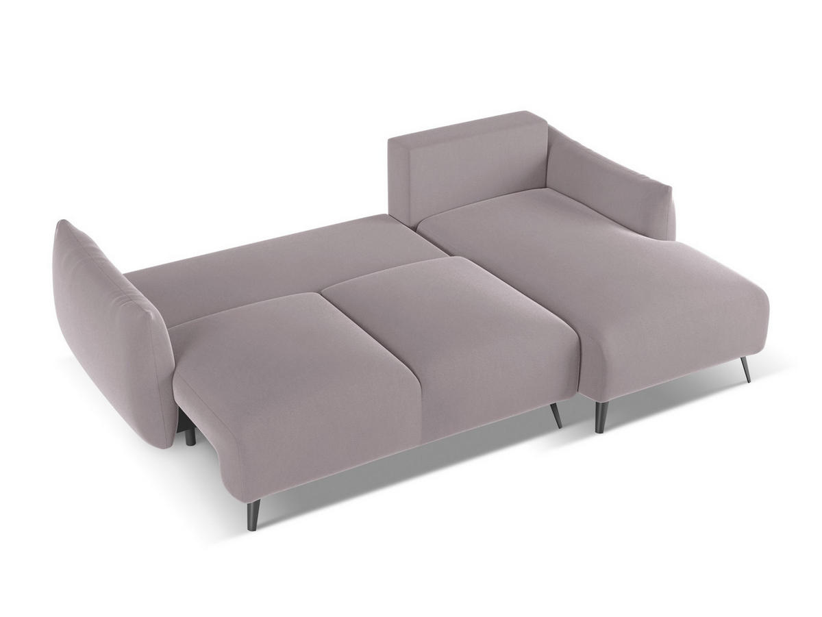 ECKSOFA mit Schlaffunktion Samt Stoff Violett - Lila/Flieder, Textil/Metall (242/162cm) - Makamii