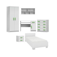 KINDERZIMMER-SET INGE I Weiß/Grün 6-teilig - Weiß/Grün, Holzwerkstoff (419/193/206cm) - Deine Möbel 24