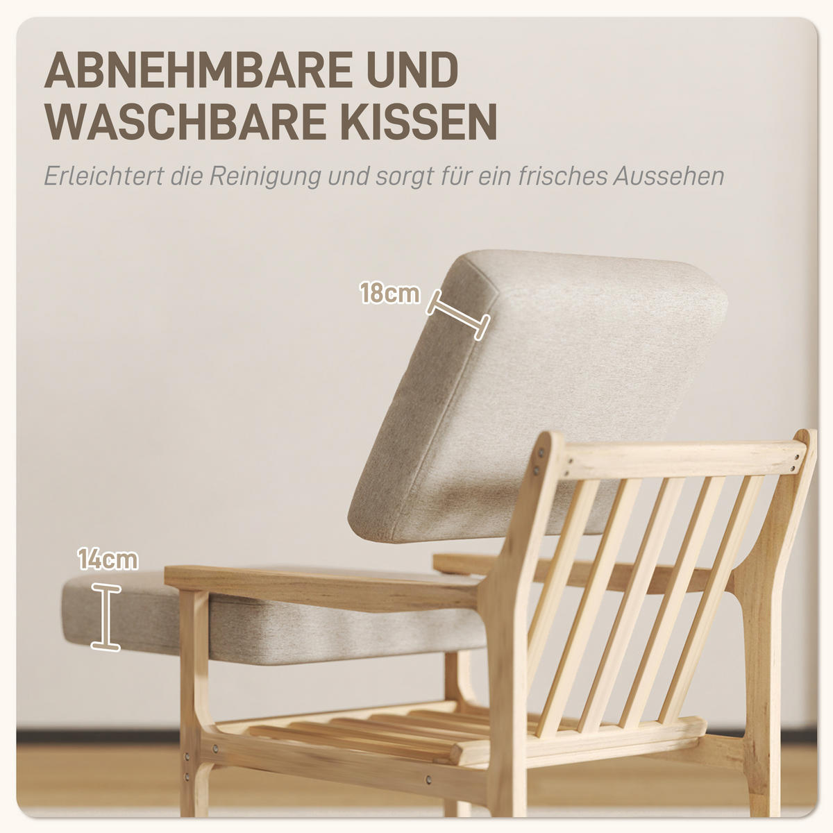SESSEL Loungesessel mit Leinenoptik, Beige - Beige, Kunststoff (62/82/82cm) - HOMCOM