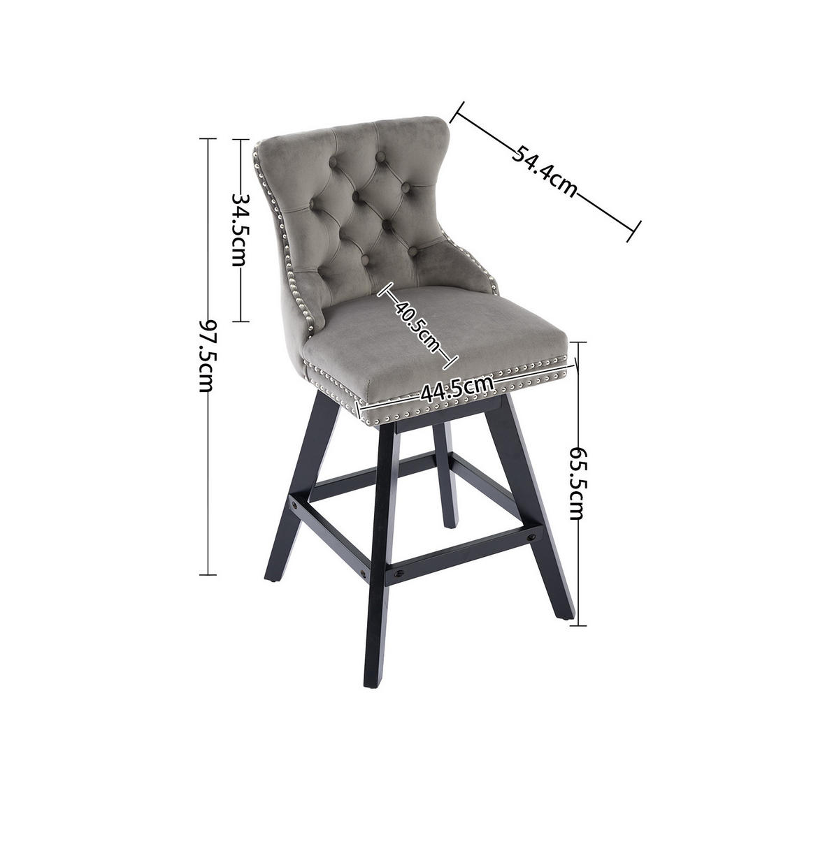 BARHOCKER 2er-Set drehbar Samt Grau - Grau, Metall (44.5/97.5/55cm) - Meubliv