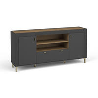 KOMMODE MONI 07 in Schwarz / Eiche Whiskey matt 177/84/40 cm - Schwarz, Holzwerkstoff (177/84/40cm) - Deine Möbel 24