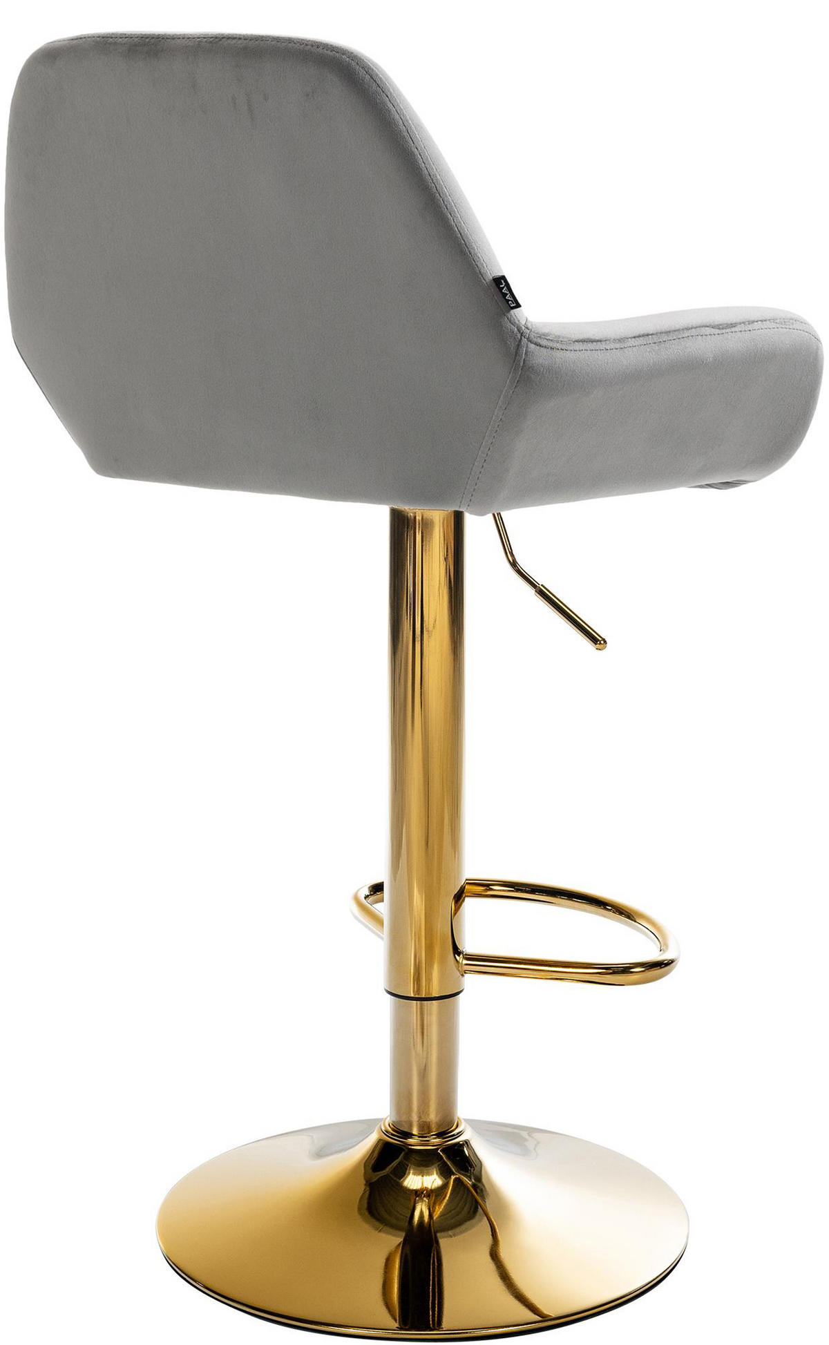 BARHOCKER 2er Set Prag Gold Samt grau - Goldfarben/Grau, Textil/Metall (51/109/52cm) - TPFLiving