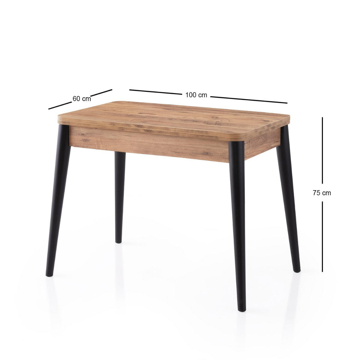 TISCH dekor atlantik-kiefer und schwarz - dolunay 100/60/75 cm - Apfelbaumfarben, Holzwerkstoff (100/60/75cm) - Calicosy