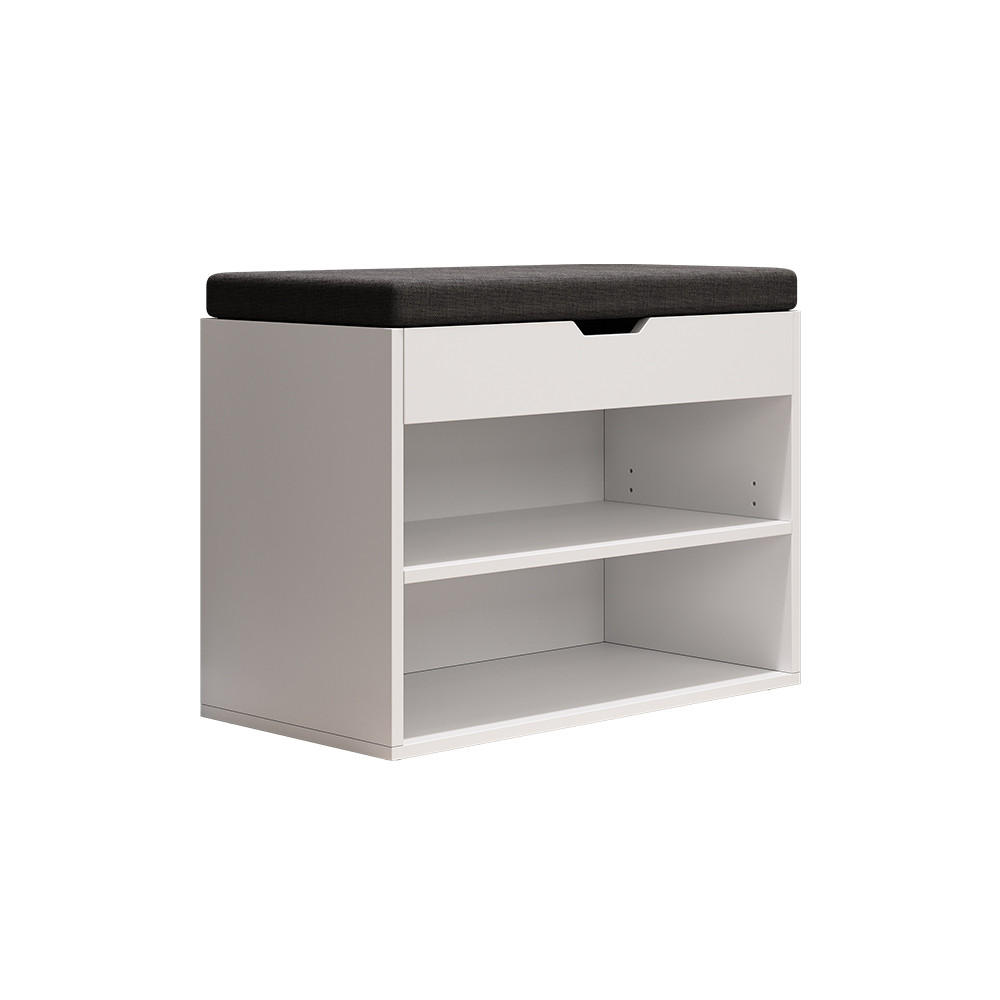 SCHUHBANK Titus Weiß 60 x 45 cm mit Auflage - Weiß, Holzwerkstoff (60/45/30cm) - Vicco