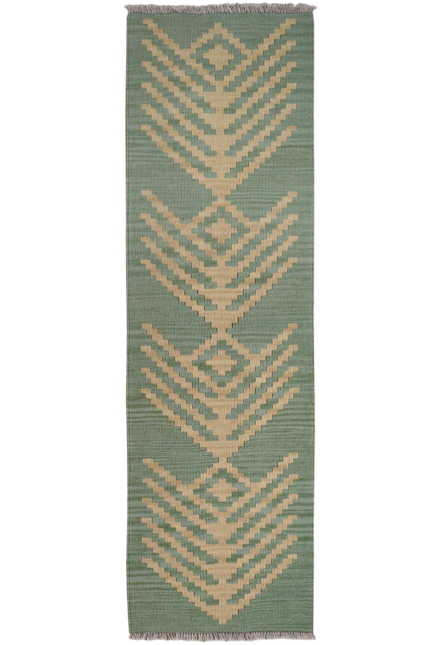 HANDWEBTEPPICH Kelim Gashgai Grün 190/57 cm Schurwolle - Grün, Textil (57/190cm) - Looma