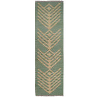 HANDWEBTEPPICH Kelim Gashgai Grün 190/57 cm Schurwolle - Grün, Textil (57/190cm) - Looma