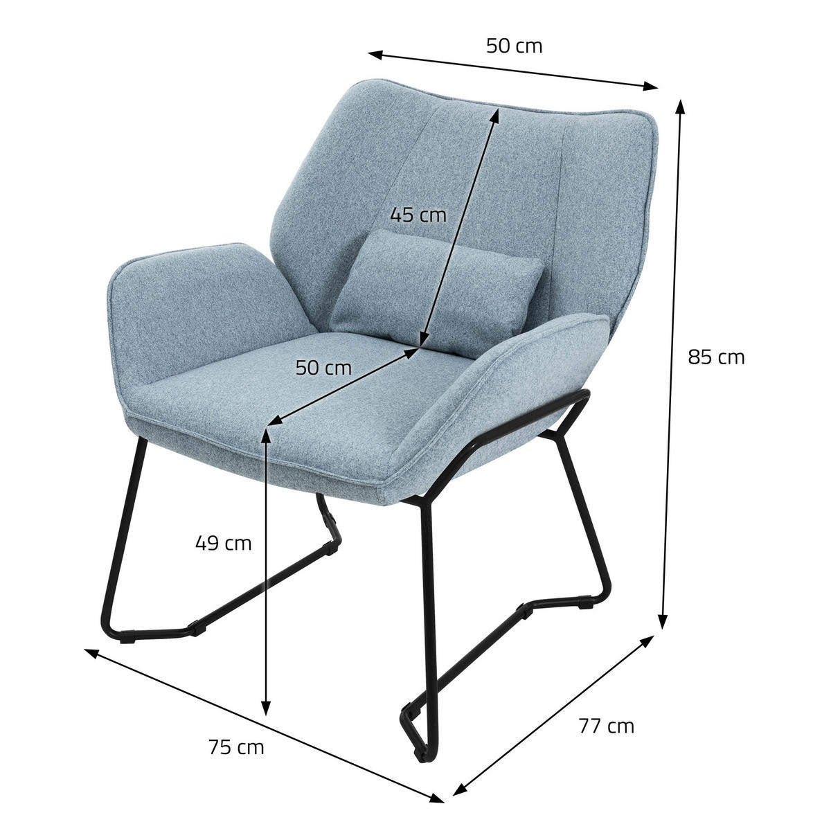 RELAXSESSEL Leinen Blau - Blau, Metall (77/85/75cm) - ML-DESIGN