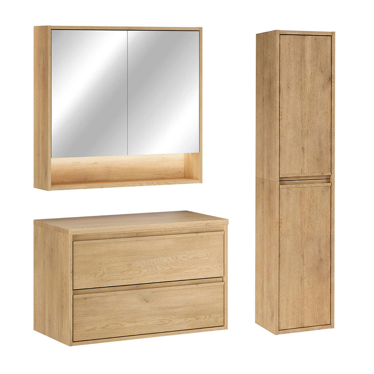 KOUPELNOVÝ NÁBYTEK 80cm Edmé 2er-Set Dřevo - hnědá, kompozitní dřevo (80/52.2/46cm) - Petits-meubles