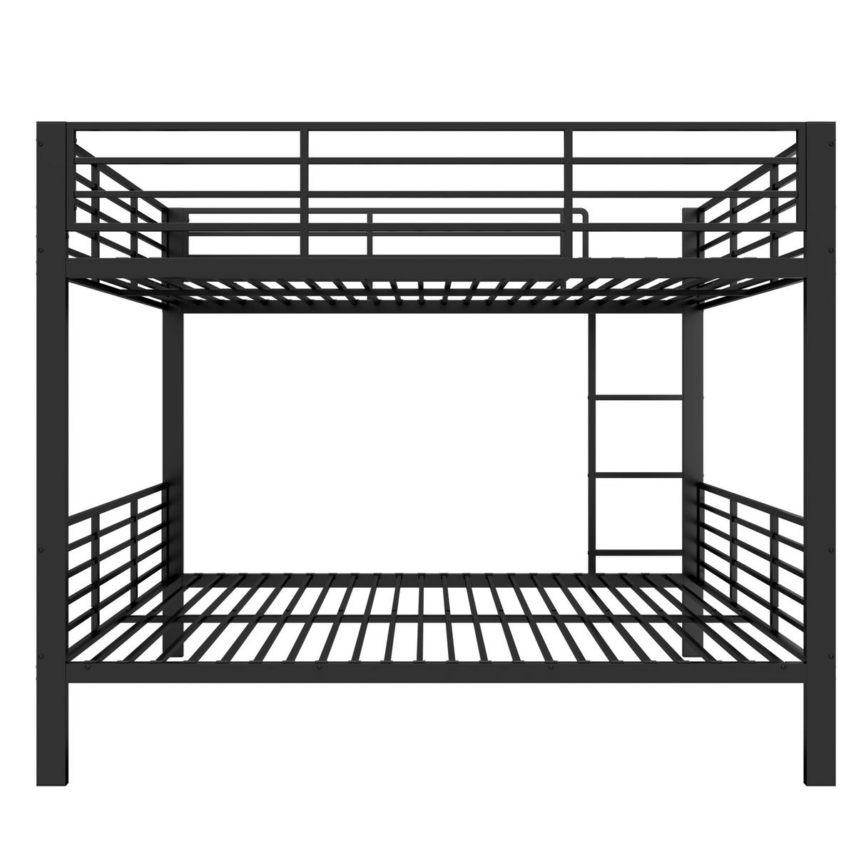 ETAGENBETT 140/200 cm aus Metall mit Sicherheitsgeländer, Schwarz - Schwarz, Metall (140/200cm) - OKMYHOME