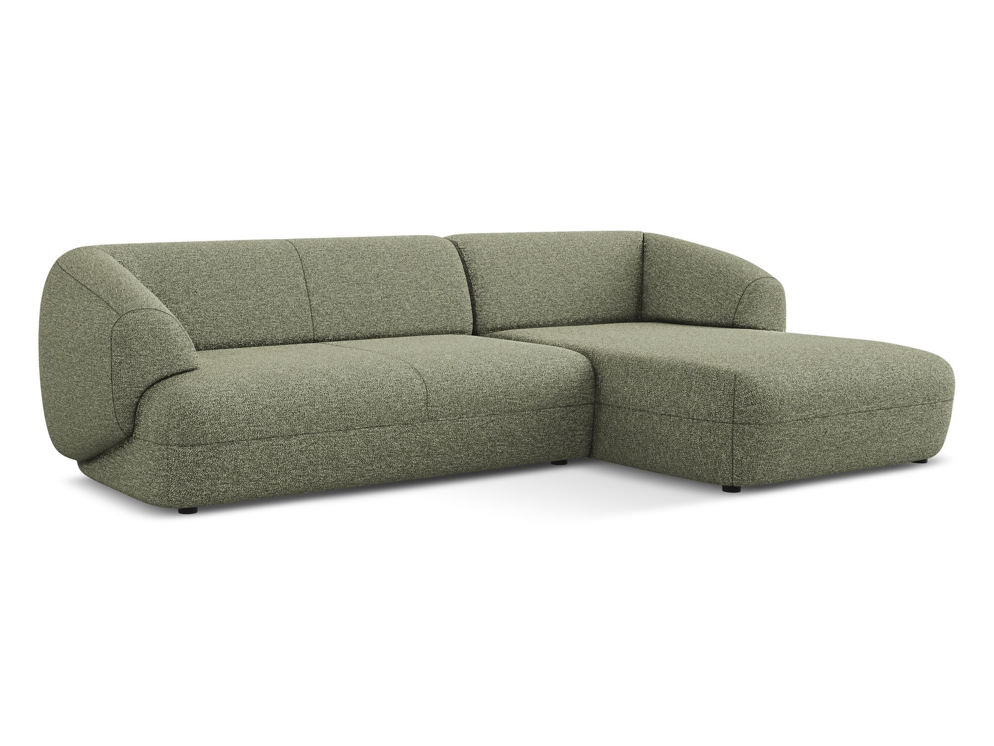 ECKSOFA rechts Strukturstoff Stoff Grün - Beige/Schwarz, Kunststoff/Textil (280/156cm) - Makamii