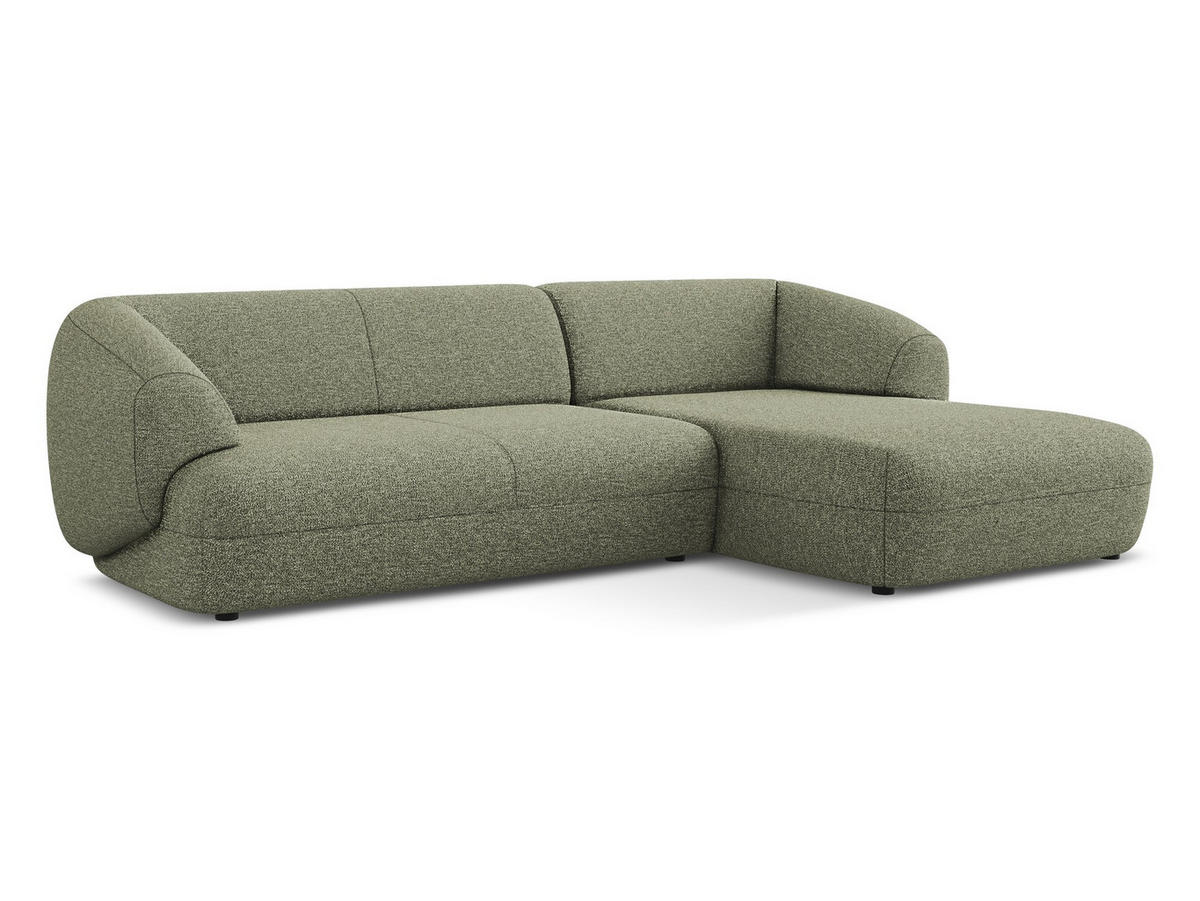 ECKSOFA rechts Strukturstoff Stoff Grün - Beige/Schwarz, Kunststoff/Textil (280/156cm) - Makamii