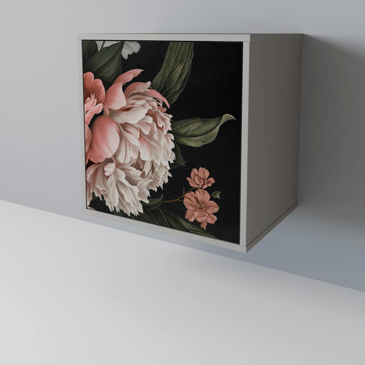 SIDEBOARD LUSH ELEGANCE, Grau, 57,5x42x70,5 cm, Schwarze Metall-Sternfüße - Multicolor/Schwarz, Holzwerkstoff/Metall (57.5/70.5/42cm) - SpaceRebels