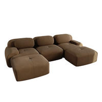 3-SITZER Sofa 298x178x75 cm aus Cordstoff modular ohne Gestell, braun - Braun, Textil (178/75/298cm)