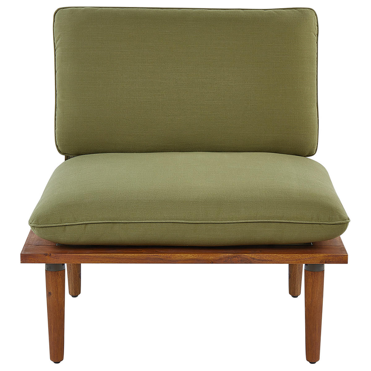 4-SITZER LOUNGE SET zertifiziertes Akazienholz hellbraun modular Auflagen olivgrün Frascati - Hellbraun/Grün, Holz (70/70/80cm) - Beliani