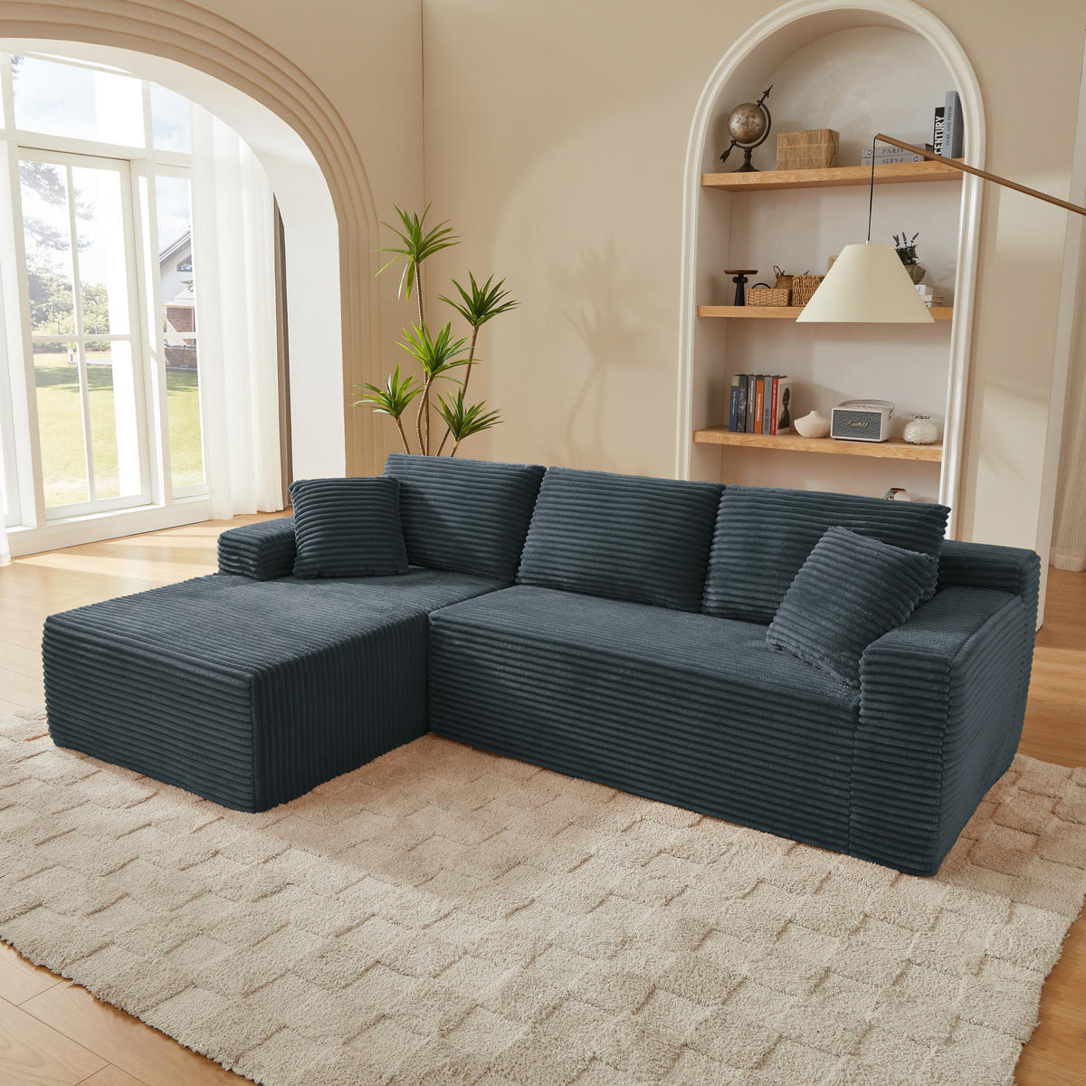 SOFA modular L-Form Dark Gray 2-tlg. - Dunkelgrau, Textil (163/252.6cm) - Meubliv
