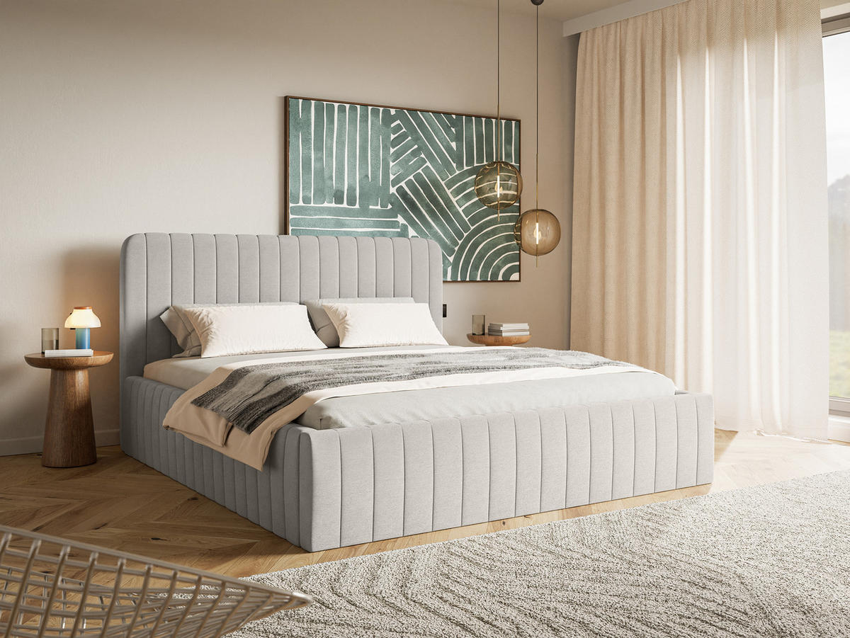 POLSTERBETT Orasi 180x200 cm, Hellgrau - Hellgrau, Textil (200/180cm) - Fedve