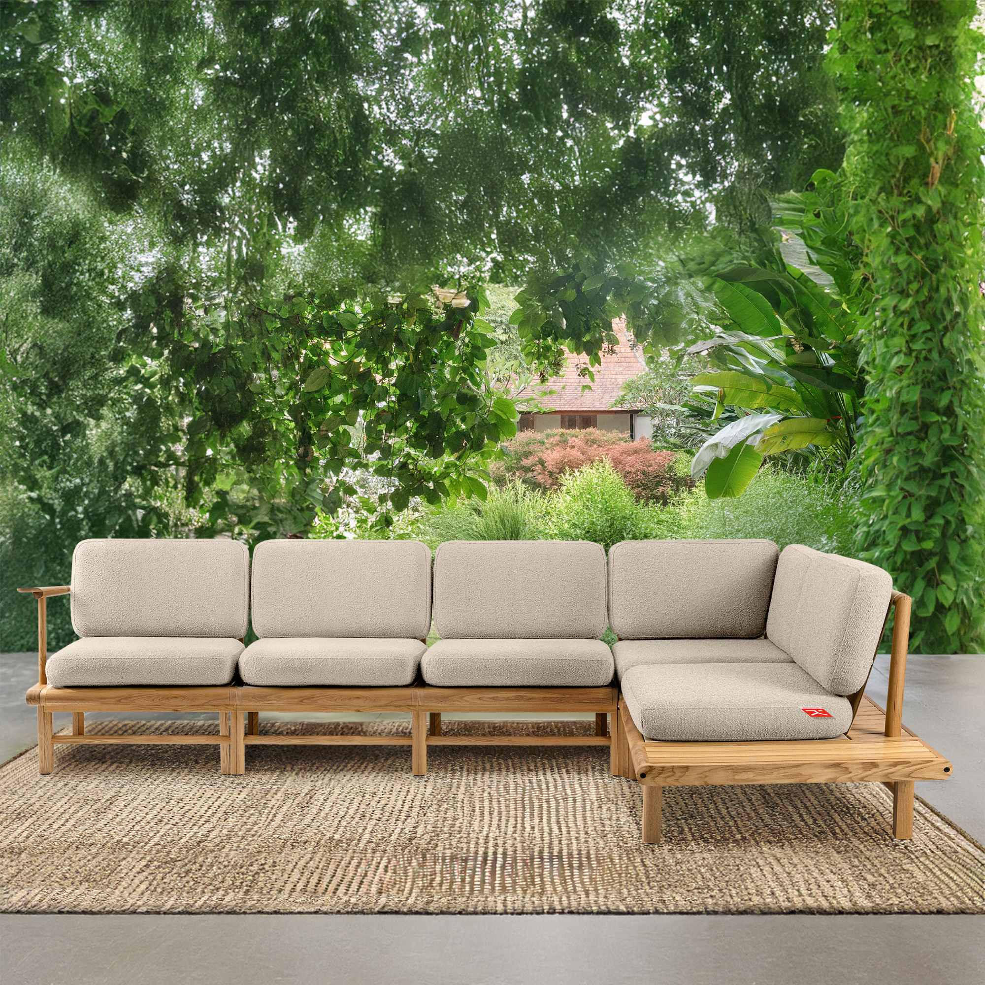 LOUNGESOFA ATREDA rechts - Creme, Holz/Textil (300/80/175cm) - KONSIMO®