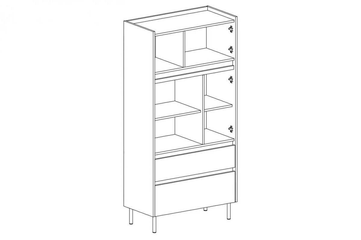 KINDERHOCHKOMMODE LIBU 05 80/40/165 in Sandbeige / Geölte Eiche - Eichefarben/Beige, Holzwerkstoff (80/165/40cm) - Deine Möbel 24