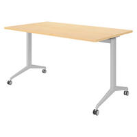 SEMINARTISCH klappbar & fahrbar 80/140/75 cm in Ahornfarben/Silberfarben - Silberfarben/Ahornfarben, Holzwerkstoff (80/140/75cm) - bümö