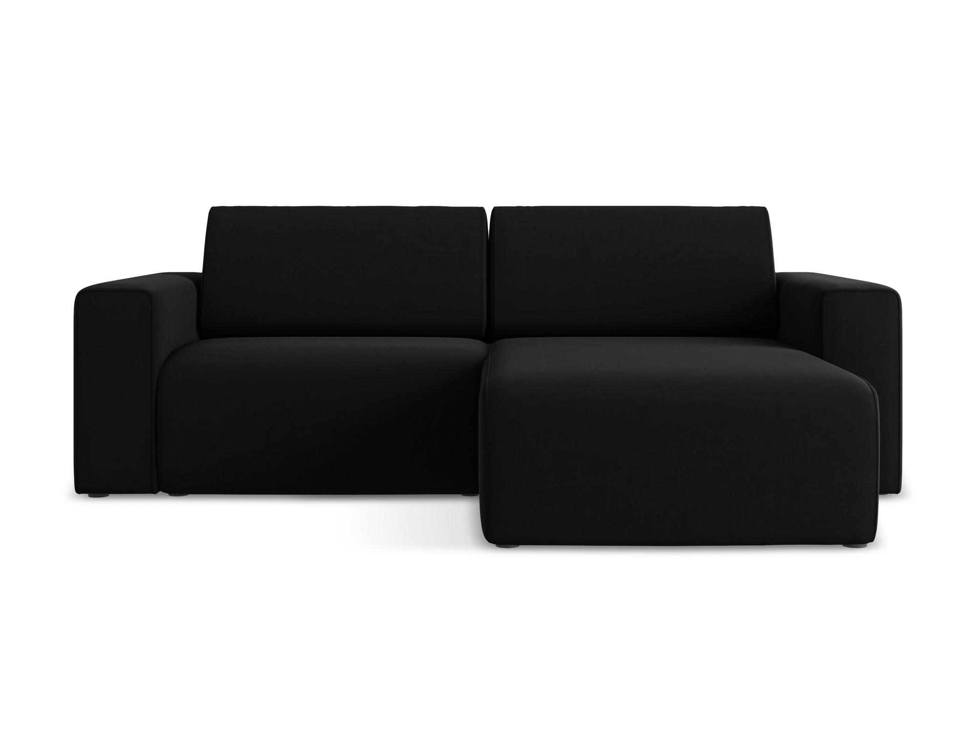 ECKSOFA Rechts Samt Stoff Schwarz - Schwarz/Grau, Kunststoff/Textil (224/167cm) - Makamii