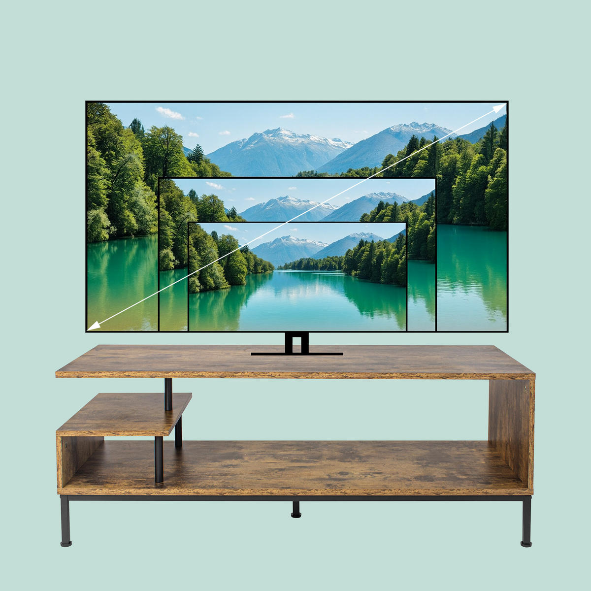 TV-LOWBOARD - Braun, Holzwerkstoff/Metall (106/40/39.5cm) - Relaxdays