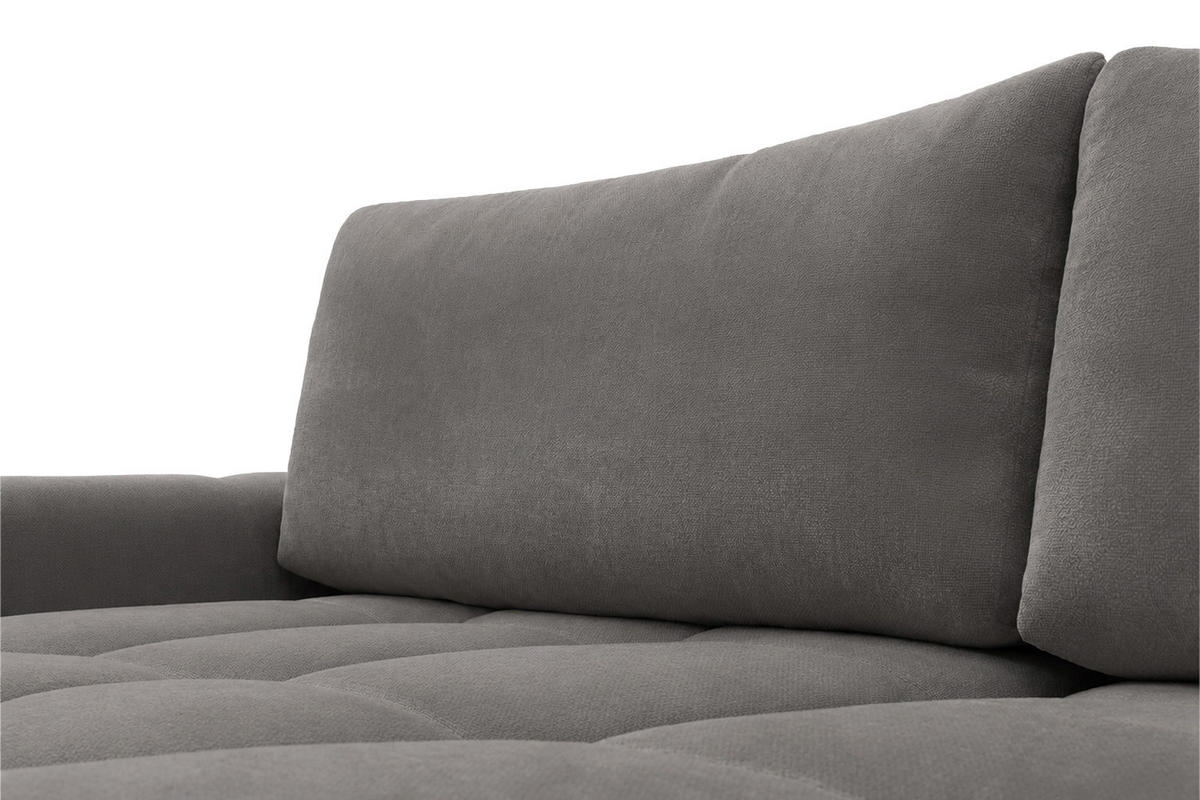ECKSOFA L-Form Mit Schlaffunktion, Veloursstoff Bluvel, Aschgrau, Links, BELVEDER L - Grau, Holz (250/168cm) - Kaiser Möbel