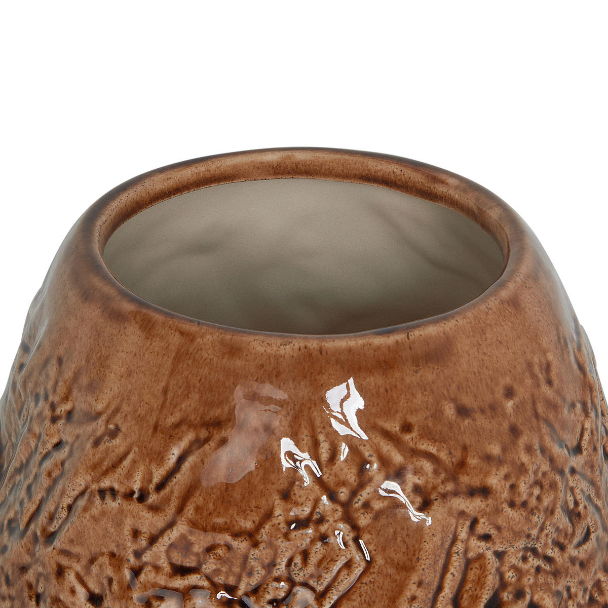 BLOMVAS stengods brun Betta - Brun, Sten (22cm) - Beliani