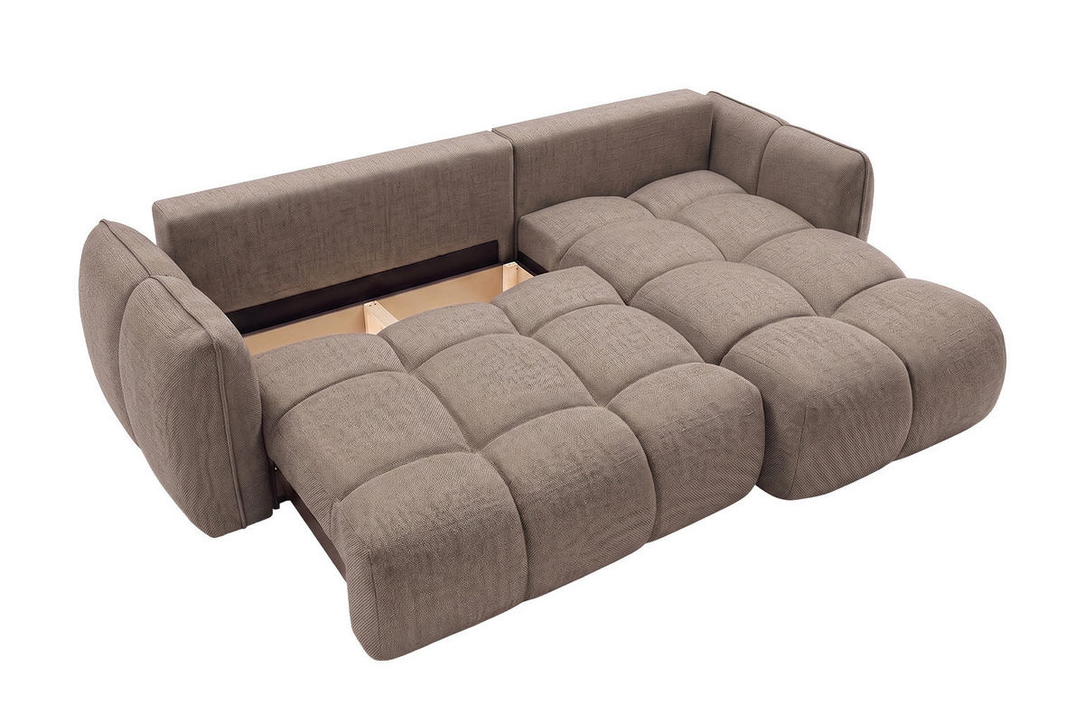ROHOVÁ SEDAČKA ve tvaru L s funkcí spaní, Nexi, Taupe, Pravá strana, BELVEDER L - šedohnědá, dřevo (250/168cm) - Kaiser Möbel
