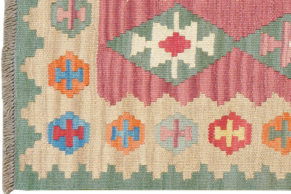 HANDWEBTEPPICH Kelim Gashgai Türkis 193/56 cm Schurwolle - Türkis, Textil (56/193cm) - Looma