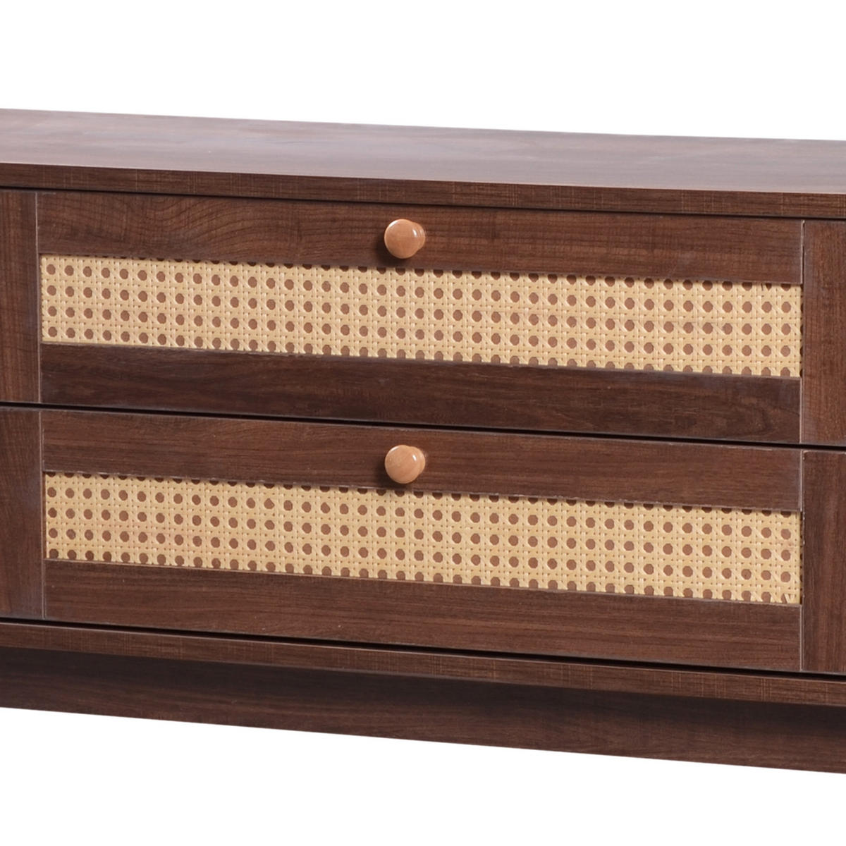 LOWBOARD in Naturfarben mit Türen, Schubladen und Rattanseiten für Wohnzimmer, B170/T39.5/H46cm - Naturfarben, Holzwerkstoff (170/46/39.5cm) - STILVORA
