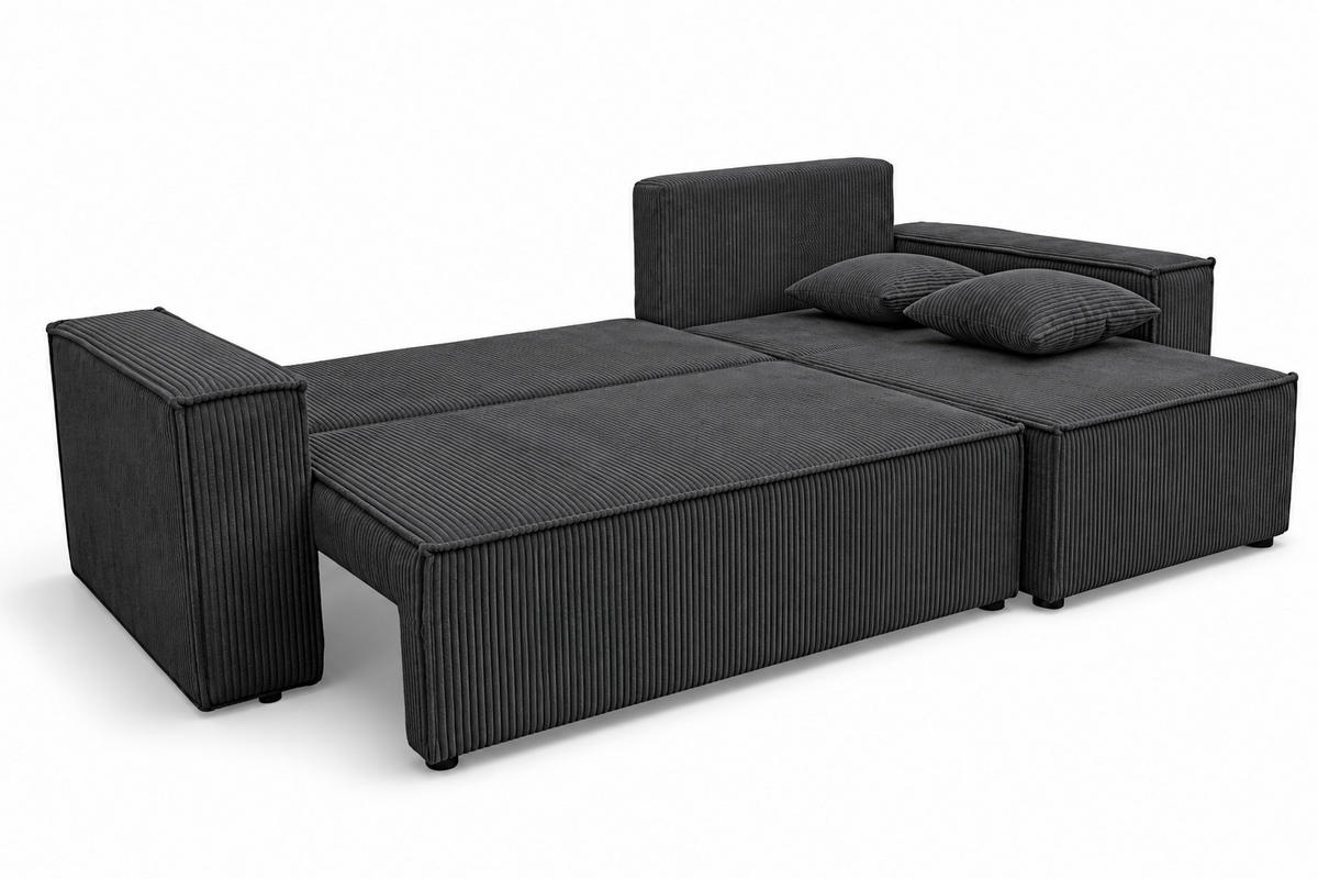 ECKSOFA KARL L mit Stauraum und Bettkasten, Graphite - Graphitfarben, Textil (244/145cm) - KS Home Concept