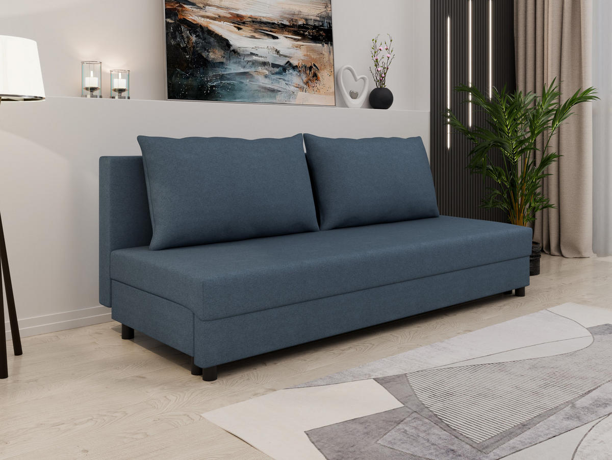 SCHLAFSOFA Facile mit Bettkasten – Moderne 2-in-1 Couch mit Stauraum, blau - Blau, Holz (194/48/71cm) - Panda Möbel