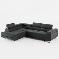 ECKSOFA VEMO EDGE Links Dunkelgrau Velour-Stoff mit Bettkasten und Schlaffunktion - Dunkelgrau, Textil (270/200cm) - Barchello