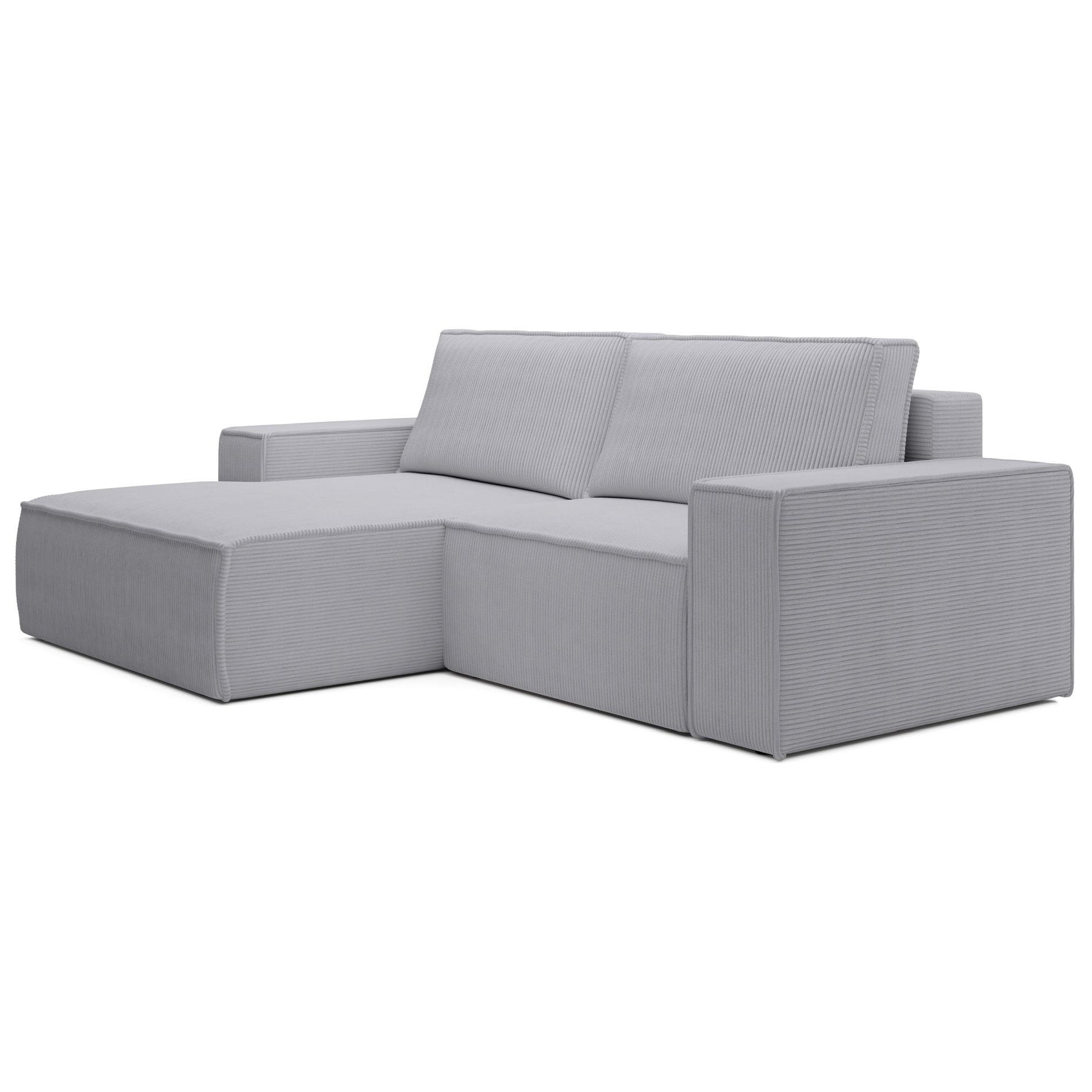 ECKSOFA Farese Mini mit Cordbezug Hellgrau, links - Hellgrau/Schwarz, Textil (240/167cm) - Selsey